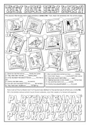 English Worksheet: THEY HAVE BEEN HAPPY! b&w version