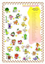 English Worksheet: FRUITS AND VEGETABLES PARTY