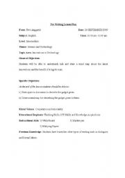 English Worksheet: pre writing lesson plan