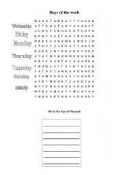 English Worksheet: Days of the Week