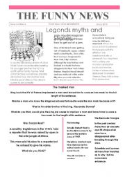 English Worksheet: Funny News Issue #4 conversation and writing topics, newspaper, template