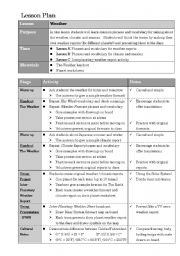 English Worksheet: Lesson plan (weather)