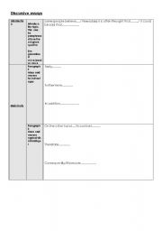 English worksheet: discursive writing scaffold