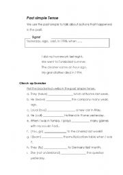 English Worksheet: The Simple Past Tense