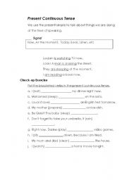 English worksheet: Present Continuous Tense