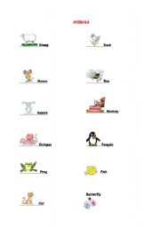 English worksheet: animals