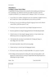 English Worksheet: Getting to Know Each Other