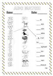 English Worksheet: ABC Match