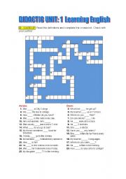 English Worksheet: Crossword Present Simple