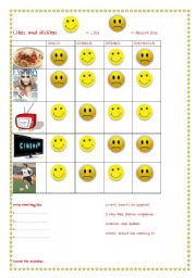 English worksheet: likes and dislikes