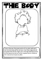 English Worksheet: The body - draw the bodyparts