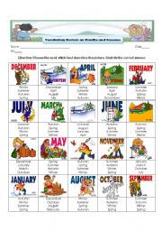 Vocabulary Review on Months and Seasons of the Year