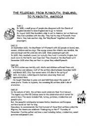 English Worksheet: The Pilgrims: from Plymouth, England, to Plymouth, America