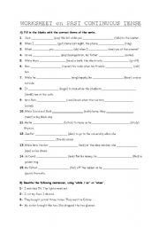 English Worksheet: past continuous