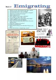 English Worksheet: Block 12 Emigrating