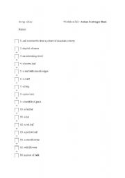 English Worksheet: AUTUMN SCAVENGER HUNT