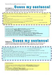 English Worksheet: Guess my sentence - Future perfect and future continuous