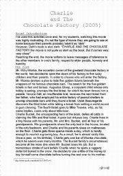 English Worksheet: Charlie and the Chocolate Factory (2005) Teachers Worksheet + Answer Key