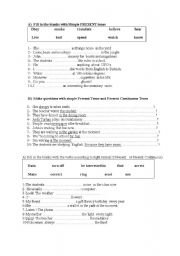 English Worksheet: exercise about simple present and present continuous tense 