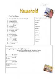 English Worksheet: Household