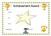 English Worksheet: Achievement Award