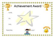 English worksheet: Achievement Award