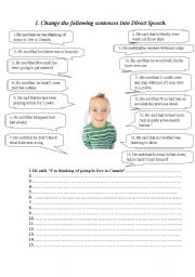 English Worksheet: Direct and Indirect Speech