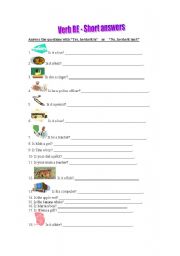 English worksheet: Verb Be - Short answers