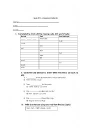 English worksheet: Irregular verbs Quiz b