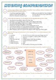 English Worksheet: New Year Resolutions Listening Comprehension