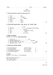 English worksheet: Tests  The Present Simple Tense