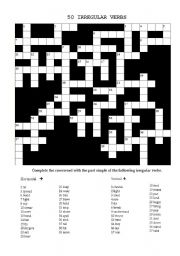 English Worksheet: 50 Irregular verbs crossword