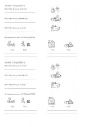 English Worksheet: Daily Activities