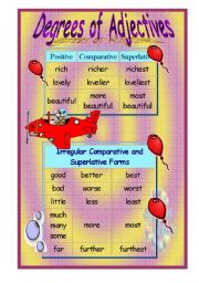 English Worksheet: Degrees of Adjectives-PART 1