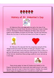 English Worksheet: HISTORY OF ST. VALENTINES DAY