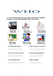 English worksheet: simple present Who...