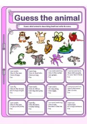 English Worksheet: Guess the animal 1