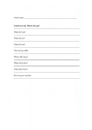 English worksheet: I went on a trip! 