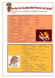 English Worksheet: How Much Do You Know About Proverbs And Sayings (with answers)