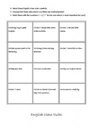 English worksheet: class rules classroom school