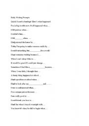 English Worksheet: Daily Writing Prompts for Intermediate English Learners