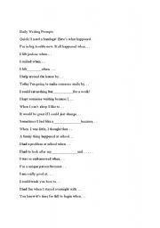 English Worksheet: Daily Writing Prompts for Intermediate English Learners