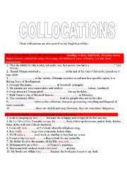 English Worksheet: English Collocations and Key