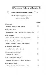 English worksheet: Whom wantys to be a millionaire