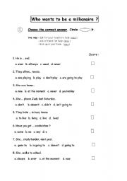 English Worksheet: Whom wantys to be a millionaire