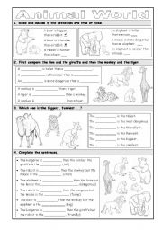 English Worksheet: Animal World: Comparatives & Superlatives