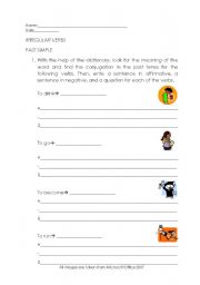 English Worksheet: irregular verbs