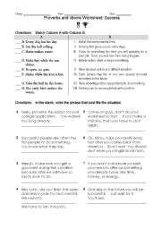 English Worksheet: Proverbs and Idioms about Success