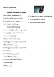 English Worksheet: Naturally by Selena Gomez