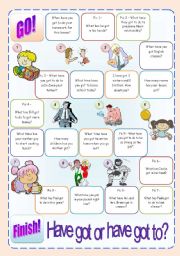 English Worksheet: Have got or have got to? - boardgame - (updated version - fully editable)